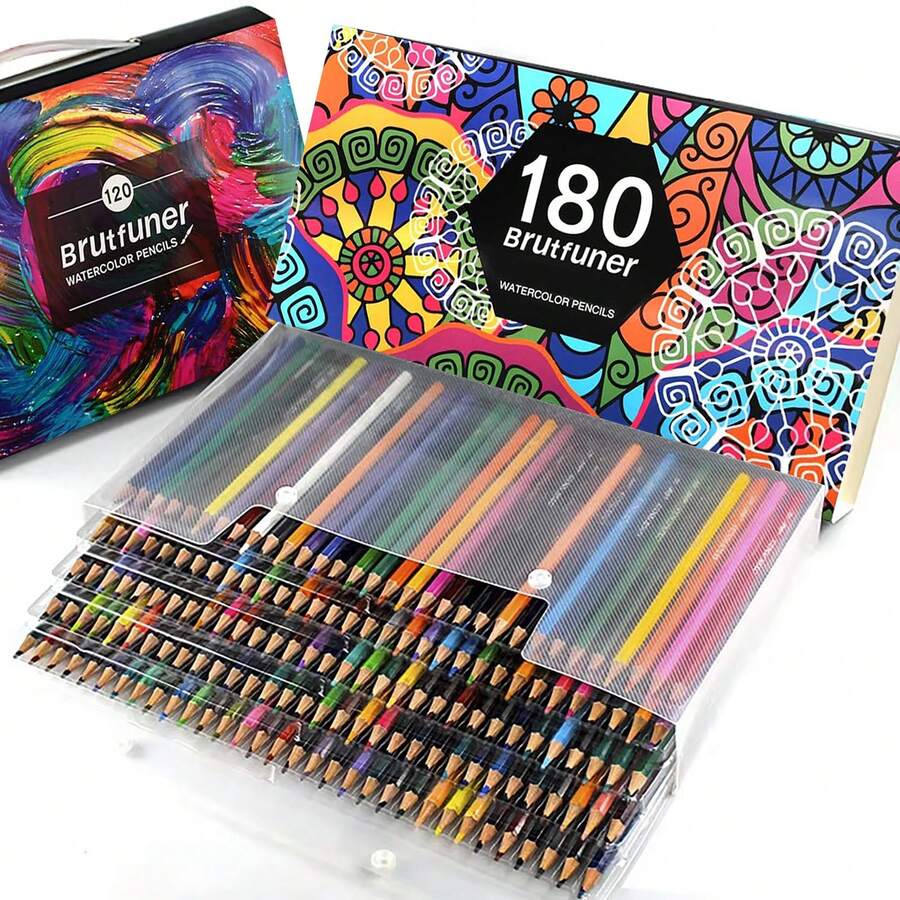 120/180 Watercolor Pencils, Colored Pencils Set For Adult Coloring Books, Soft Core, Professional Numbered Art Drawing Pencils For Sketching, Shading, Blending, Crafting - Watercolor Pencils - 查看 1
