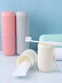 1pc Travel Toothbrush Storage Box, Portable Dust-Proof Toothbrush, Toothpaste, Toiletry Storage Box For Travel, Camping, Rinsing Cup