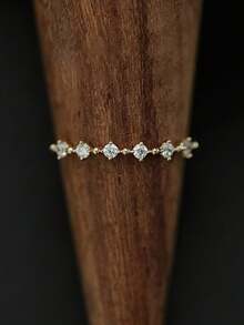 BALMORA 1 件时尚简约高端 S925 纯银精美锆石戒指女士女友礼物 - 金色 - 查看 7