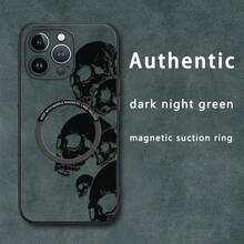 Funda magnética para teléfono con diseño de calavera, de imitación de piel de oveja, compatible con los modelos 12, 13, 14, 15, 16 Plus, Pro y Pro. Elegante y de alta calidad. Una excelente opción. - Colores mixtos 1 - Ver 5