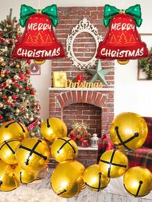 2pcs/4pcs 18-Inch 4D Christmas Bell Foil Balloons, For Christmas Party Decorations, Yard Display, Christmas Decorations, Gatherings, Weddings, Home Birthday Decor, Christmas Theme Hanging Balloons, Christmas Atmosphere Background, Christmas & New Year Home Decor Christmas 2026 - Multicolor - View 6