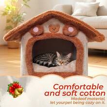 DDCAQIOUA Cat House, Universal For All Seasons, Enclosed Cat House, Full Security, Villa, Cat House, Removable And Washable Dog House, Warm Cat Dog House In Winter - 棕色 - 查看 8
