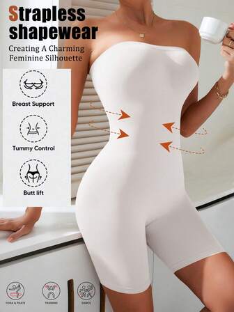 1 pieza Body ligero y transpirable sin tirantes para mujer - Diseño que afina la cintura y levanta el trasero, ropa interior moldeadora invisible y sin costuras, ropa deportiva para yoga - Body moldeador con sensación natural [Consulte la tabla de tallas y seleccione el tamaño apropiado]