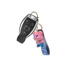 Llavero de oso acrílico degradado, llavero de oso de colores lindos, llavero creativo de cuerda dinámica de resina con colgante de animal de metal