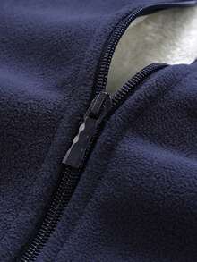 1 Peça Jaqueta Forrada de Sherpa para Homens, Outdoor, Hiking, Ciclismo, Esqui, Gola Alta, Casaco Esportivo de Fleece, Outono/Inverno