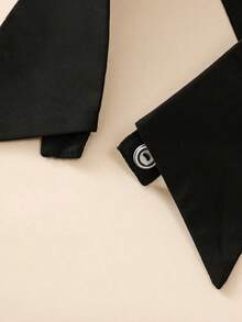 1pc Women's New Style Black Fashionable Decorative Chiffon False Collar Shirt, Detachable Bow Tie Accessories Women - 黑色 - 查看 3