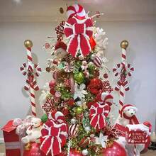 2pcs,Red Christmas Ribbons With White Fringed Holiday Decorative Ribbons Are Suitable For Gift Wrapping, Diy Handicrafts, And All-Purpose Christmas Tree Decoration For Thanksgiving, Mother'S Day, And Christmas Tree Decoration