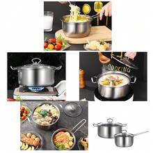 Stainless Steel Soup Pot, Household Noodle Pot, Induction Cooker, Suitable For Gift Small Soup Pot, Stainless Steel Thick Soup Pot, Noodle Pot, Household Large Capacity Boiling Water Pot, Soup Cooking Induction Cooker, Gas Stove, Universal - Multicolor - View 10