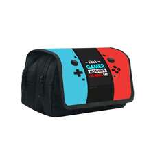 1 Pc Game Machine Theme Pencil Bag, Large Capacity Double-Layer Flip Pencil Bag, Double-Layer Zipper Design, Polyester Material, Suitable For Students' School Use, Desktop Stationery Storage,Case - Multicolor - View 9