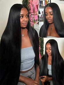 Bone Straight 30 40 Inch 250 Density 13x6 Lace Front Brazilian HD 13x4 Pre Plucked Wig Glueless Human Hair Lace Frontal Wigs - Natural Black - Xem 6