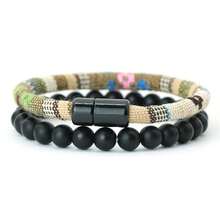 Noter 2件/套 手工石珠手链吊坠 磁性波西米亚风手链 男士饰品 - 男士手繩手鍊套裝 - 查看 11