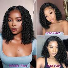 13X4 13X6 5X5 蕾丝前假发自然黑色 28 英寸杰瑞卷发假发 200% 密度真实全蕾丝空间 13X6 自然黑色杰瑞卷发假发混合头发预拔女士 - 自然色&黑色系 - 查看 5