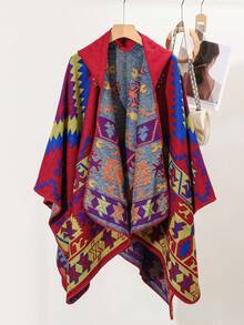 1 chiếc khăn choàng Jacquard chắp vá hình học thoải mái - Nhiều màu - Xem 34