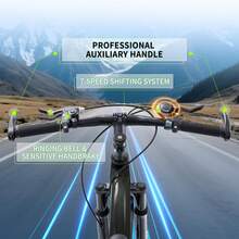 24 26 Inch Mountain Bike For Boys And Girls, 7-Speed MTB Bicycle With Dual Full Suspension, High-Carbon Steel Frame, Double Disc Brake, Softail Mountain Bike For Teenager And Youth Outdoor Adventure - 黑色 - 查看 6