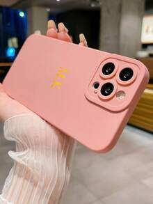 Minimalist Pink Letter Elements Customized Letter Name Straight Edge Precision Hole Simple Design Solid Material Anti-Fall Thickened Phone Case Minimalist Anti-Shock Couple Phone Case Soft Shell Compatible With Apple 17 16 15 14 Pro Max 13 12 11 Plus 2025phonecase Anniversary Gift Wedding Gift Personalized Gift For Parents Birthday Gift Women's Day Gift For Her Girl Power Celebration Valentine - Pink - View 3