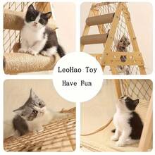 SUNFIONA Multi-Level Cat Tree Tower With 2 Scratching Posts, Sturdy Wood Construction - Modern A-Frame Design, Space-Saving Indoor Cat Activity Center For Climbing, Scratching, Resting - Ideal For Single Or Multiple Cats, Cat Climbing Tower, Modern Pet Furniture