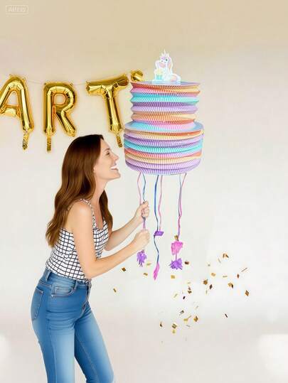 1pc Mini Pull String Pinata, Foldable Design, Assorted Themes For Holiday Parties, Suitable For Birthday Parties, Celebrations, Carnivals, Festivals And Mexican Holidays Decoration And Game Props