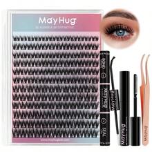 Lash Extension Kit 144 Pcs, 3D Lash Clusters 8 - 18D Curl Wispy Lash Clusters With 10ml And Seal Waterproof, 5ml Lash Remover, Lash Tweezers Eyelash Extensions Kit At Home Prism Kit - 熱門! -Wispy-Prism 套件 - 查看 1