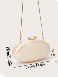 2025 Spring Fashion Wedding Clutch, European And American Style Acrylic Glossy Evening Handbag, Egg-Shaped Shoulder Bag With Personalized, Crossbody, Perfectly Matching With Prom Accessories - White - View 5