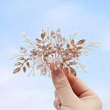 1 pente de cabelo de noiva feito à mão com cristais, acessório de cabelo para casamento em tom ouro rosa, ideal para o Dia dos Namorados. - ouro rosa - Ver 7
