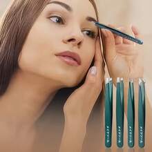 4-Piece Set Of Precision Stainless Steel Tweezers, Used For Eyebrow And Facial Hair Removal, Debris Removal, Blackhead Removal, Slanted And Pointed Tips, Stainless Steel Tweezers For Plucking Eyebrows And Facial Hair, Attaching False Eyelashes, Beauty And Makeup Tools, Tools For Home Decoration, Manual Tools, Tweezers.