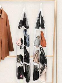 A White Handbag Hanging Storage Box. Hanging Bag. Used For Storing Handbags. Hanging Storage Box For Handbags In The Closet. Handbag Storage Box. Used For Closet Storage. - White - View 3
