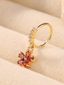 1件装 CZ 花朵吊坠鼻环 - 金/银，5种颜色可选，闪亮立方氧化锆铰链式鼻环，适合女性日常佩戴、派对、节日，也可作为礼物。 - Nose Hoop - 查看 11