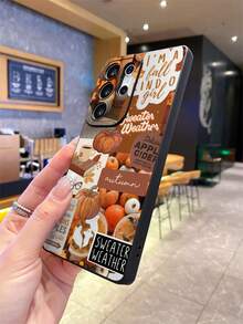 1pc Autumn Pumpkin, Coffee, Book, Apple, Star Graphic Patchwork Letter Newspaper Eye TPU Shockproof Phone Case, Suitable As Holiday Gift Compatible With Iphone Xs/Xsmax/Xr/11 12 13 14 15 16pro/Promax/14 15 16plus, Nothing, Pixel, INFINIX, Redmi Series Phones