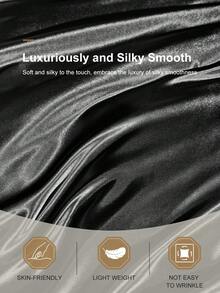 1 pieza Sábana ajustable de unicolor de satén, ropa de cama, protector de colchón de tacto sedoso (sin relleno), sábana ajustable suave y agradable para la piel para el dormitorio, sábanas de cama de satén color champán, ropa de cama de bolsillo profundo transpirable y refrescante, estilo minimalista suave y sedoso, para cama Queen, King, Twin, Full, lavable a máquina, decoración de otoño, decoración de habitación, regreso a la escuela, útiles escolares, blanco, rosa, negro, azul marino, gris , verde, decoración de invierno