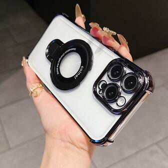 Drop-Resistant Anti-Drop Phone Case Compatible With IPhone 17 15 Pro Max Holder Bracket Case Luxury Transparent Plating Airbag Shockproof Cover Compatible With IPhone 17 6/7/8/X/XS/XR/11/12/13/14/15/16/16e,Galaxy S22/23/24/25/S24 FE/S25 EDGE, A04/05/06/A07/A14/A15/A16/A17/A24/A25/A34, Redmi Note 9/10/11/12/13/14 ,Redmi 9/10/12/13C 14C/A5/A3,OPPO,MOTO,Honor X,HW, RENO Realme C53 C55 C61 C63 C65 C75