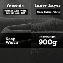Mens Women Oversized Acid Wash Hoodie Unisex Heavyweight Vintage Fleece Sweatshirt & Hoodies For Men Couple 2025halloween - 灰色 - 查看 11