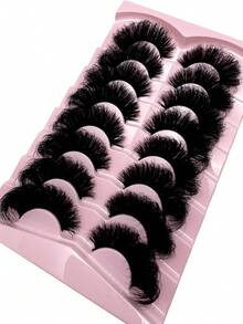 New 8 Pairs/Pack Natural Extension Thick Fluffy Volume False Eyelashes Dramatic Messy Mink Lashes Wispy Long Reusable Eyelashes 8D Volume Lasting Wispy False Eyelash Strips Foxy Eye Lifting Look Extension Full Eyelash Strip To Lengthen And Volumize The Outer Corner Of Your Eye Beauty Makeup Gift For Women & Girl - 黑色 - 查看 7