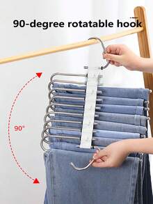 1pc 5/9 Tier Pants Rack, Space Saving, S-Shaped Wardrobe Hanger Organizer With Hooks For Long Pants, Leggings, Trousers, Non-Slip Stainless Steel Multi-Functional Pant Hanger, Saves Closet Space, Suitable For Wardrobe, Pant Rack, For Pants, Jeans Organization, Dorm Essential, Antique White, Best Choice For Home Storage - Multicolor - View 11
