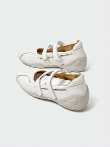 MASKERT 女士休闲鞋，女士圆头钩环运动鞋，女士软底舒适休闲鞋，百搭运动鞋 - 白色 - 查看 3