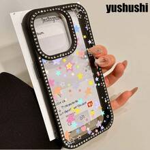 Diseño estrellado vibrante, una funda para teléfono 3 en 1 con tachuelas de doble cara, compatible con las series 16 Pro, 16, 15 Pro, 14, 14 Plus/14 Pro, 13, 13 Pro, 12 Pro y 11 Pro. Este suave es resistente a caídas y manchas, diseñado tanto para hombres como para mujeres, con adornos. - transparente - Ver 2