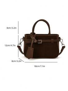 Casual Contrast Color Texture Versatile Matte Commuter Retro Leather Buckle Small Handbag For Women - Cà phê - Xem 10