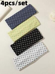 1 pezzo/4 pezzi Fascia elastica sportiva retrò con stampa a pois, versatile per la vita quotidiana, lo yoga, le attività all'aperto, accessorio per capelli di moda per le donne. Sciarpa, fascia per capelli autunnale, bandana per ciclismo, fasce per il sudore per l'inverno, accessori per capelli per le donne, per gli outfit da vacanza.