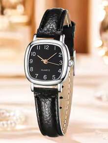 Conjunto de 5 piezas de relojes de mujer con correa elegante y estilo clásico con esfera cuadrada y subdial digital, el mejor regalo para niñas, adecuado para cumpleaños, festivales, regalos de vuelta al colegio y uso diario, sin incluir caja de regalo