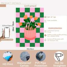 三件套框画，时尚空间美学展示，色彩鲜艳的活力花卉艺术品，抽象风格，彩色复古墙饰，波西米亚风格，充满活力的多巴胺装饰，适用于咖啡馆、客厅、家居、宿舍、酒吧等场所。 - 彩色 - 查看 12