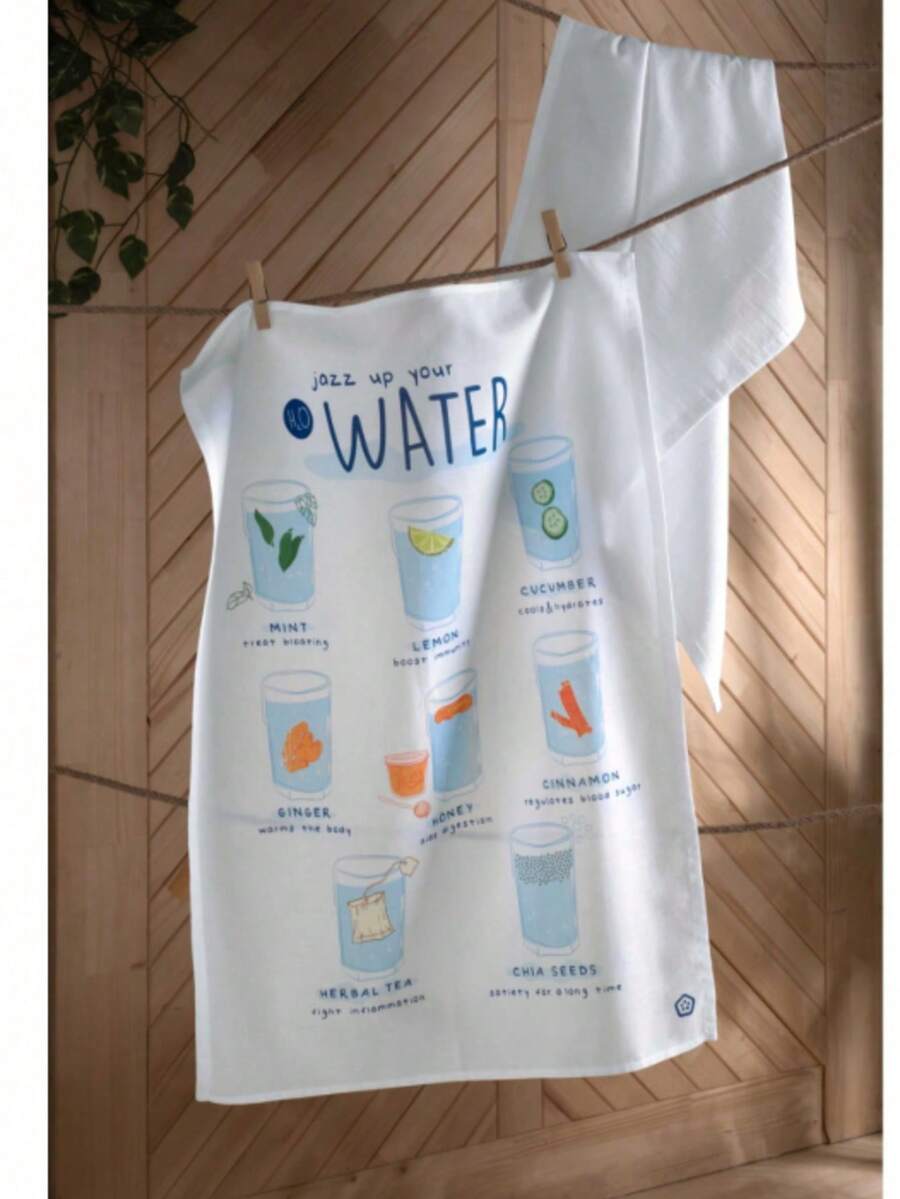 Set Of 2 Floursack Kitchen Towels – 100% Cotton – 50x70 Cm – Lightweight, Lint-Free, Versatile Kitchen Cloths – MADE IN TURKEY - Blue and White - View 1