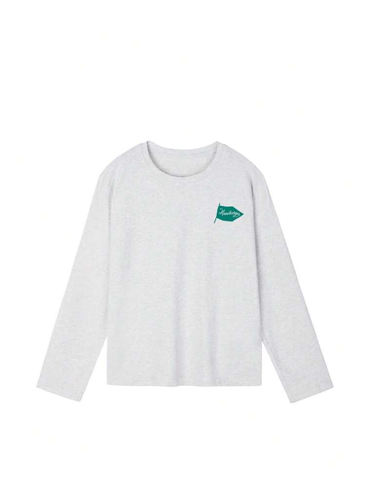 This Pure Cotton Long-Sleeved T-Shirt For Girls Is Soft And Skin-Friendly, Perfect For Casual Everyday Wear. It's Sweat-Wicking And Warm, And Features A High-Quality Round Neck For A Fashionable Look. - 淺灰色 - 查看 5