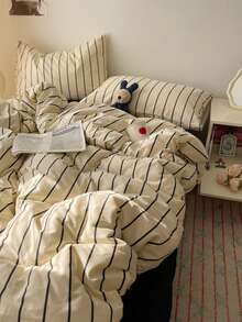 3 件套 100% 涤纶复古条纹羽绒被套套装，2 个枕套 + 1 个羽绒被套（无床单） - 彩色 - 查看 6