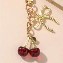1pc Women's New Cherry Bow Metal Keychain Fashionable Bow Accessory Minimalist Ins Style Bag Charm Back To School Gift Y2K - Multicolor - View 5