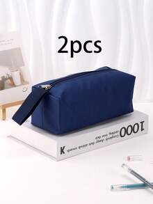 1/2 件，纯色铅笔盒，大容量铅笔袋，高品质，便携，适合学校和办公室，感恩节、圣诞节、生日万圣节装饰创意礼物，笔袋