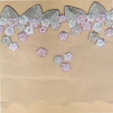 12cm Wide Gold Foil Pink Flower Soft Mesh Embroidered Lace Trim Satin Fabric Sewing Supplies Craft DIY Clothes Curtain Sofa Decor - Multicolor - View 7