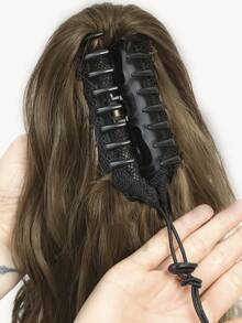 18" Ponytail Extension Claw Long Multi Layered Hair Fluffy Thick Water Wave Hair Jaw Clip In Fake Pony Tails Fake Hair Soft Natural Looking Synthetic Hairpiece For Women Brown With Caramel Blonde Highlights Hair Extensions - 間色 - 查看 4