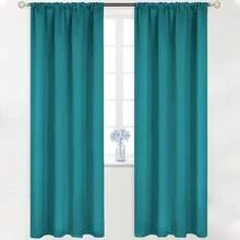 Cortinas Blackout para Recamara con Aislamiento Térmico, Cortinas para Sala 100% Poliéster Tela, Reducción de Ruido, Suave Cortinas con Bolsillo para Barra, 2 Paneles, 132 x 213.3 cm - azul pavo real - Ver 3