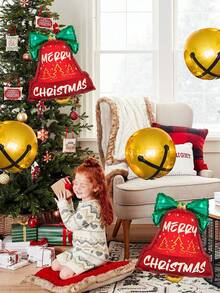 2pcs/4pcs 18-Inch 4D Christmas Bell Foil Balloons, For Christmas Party Decorations, Yard Display, Christmas Decorations, Gatherings, Weddings, Home Birthday Decor, Christmas Theme Hanging Balloons, Christmas Atmosphere Background, Christmas & New Year Home Decor Christmas 2026 - Multicolor - View 4