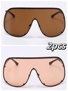 1 件超大金属全覆盖面罩女士时尚眼镜带金属铆钉，休闲、可爱、优雅、性感、波西米亚、复古、复古、派对、钻石形、时尚装饰，适合所有季节、海滩、鸡尾酒会，银色 - 彩色 - 查看 17