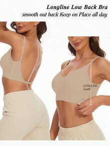 女士无背无缝文胸，夏季无肩带文胸，性感文胸，新娘内衣，3种肩带选择，无缝透气，可调节肩带，轻盈舒适，适合婚礼、正式礼服、吊带裙等场合。 - 摩卡棕 - 查看 6